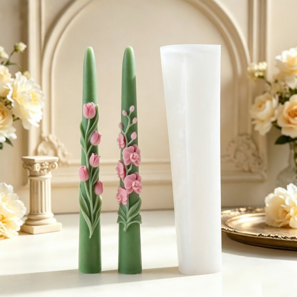 Candle Making Course - Long Pole Flower Taper Candle Silicone