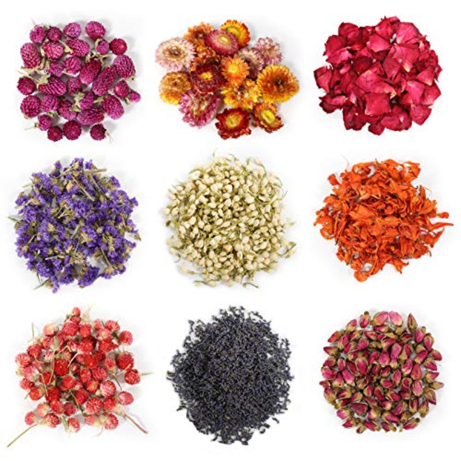 Candle Making Bath - 9 Bags Dried Flowers, 100% Natural