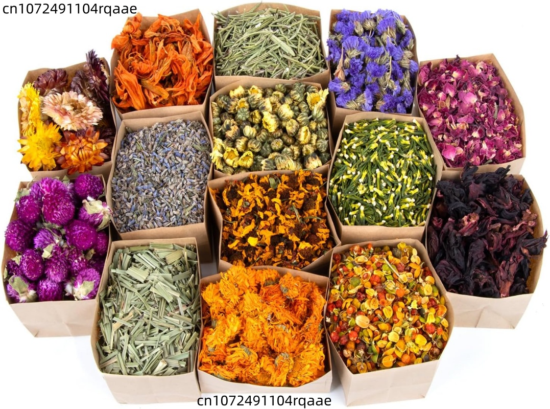 Candle Making Bath - Premium Natural Dried Flowers Pack(100g-500g):Rose/Orchid/Lavender/Chamomile for