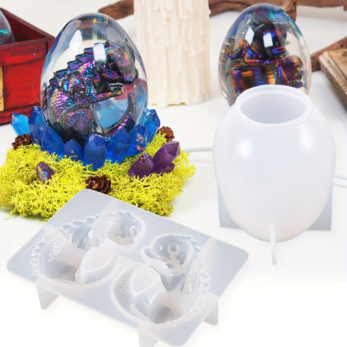 Candle Making Tools - Silicone Dragon Egg Molds, 2-Piece Set,