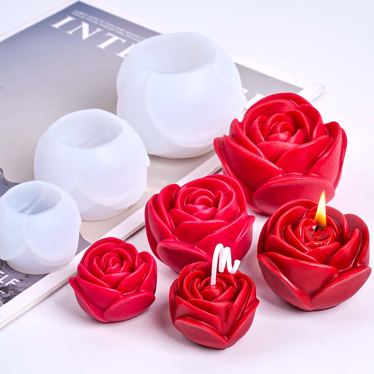 Candle Making Gel Wax - 3D Flower Shape Silicone Candle Mold