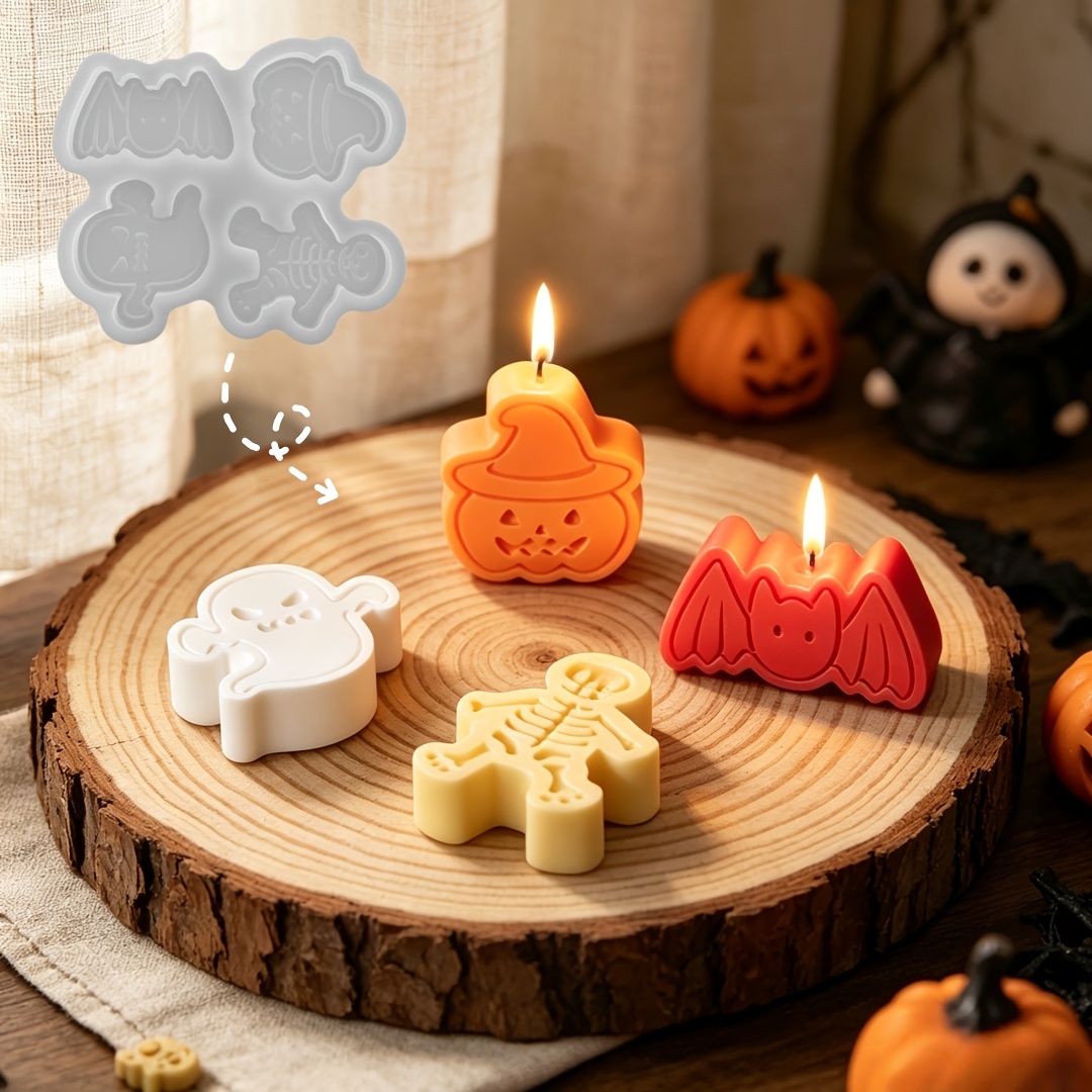 Candle Mold Silicone - 4-cavity silicone resin mold set for