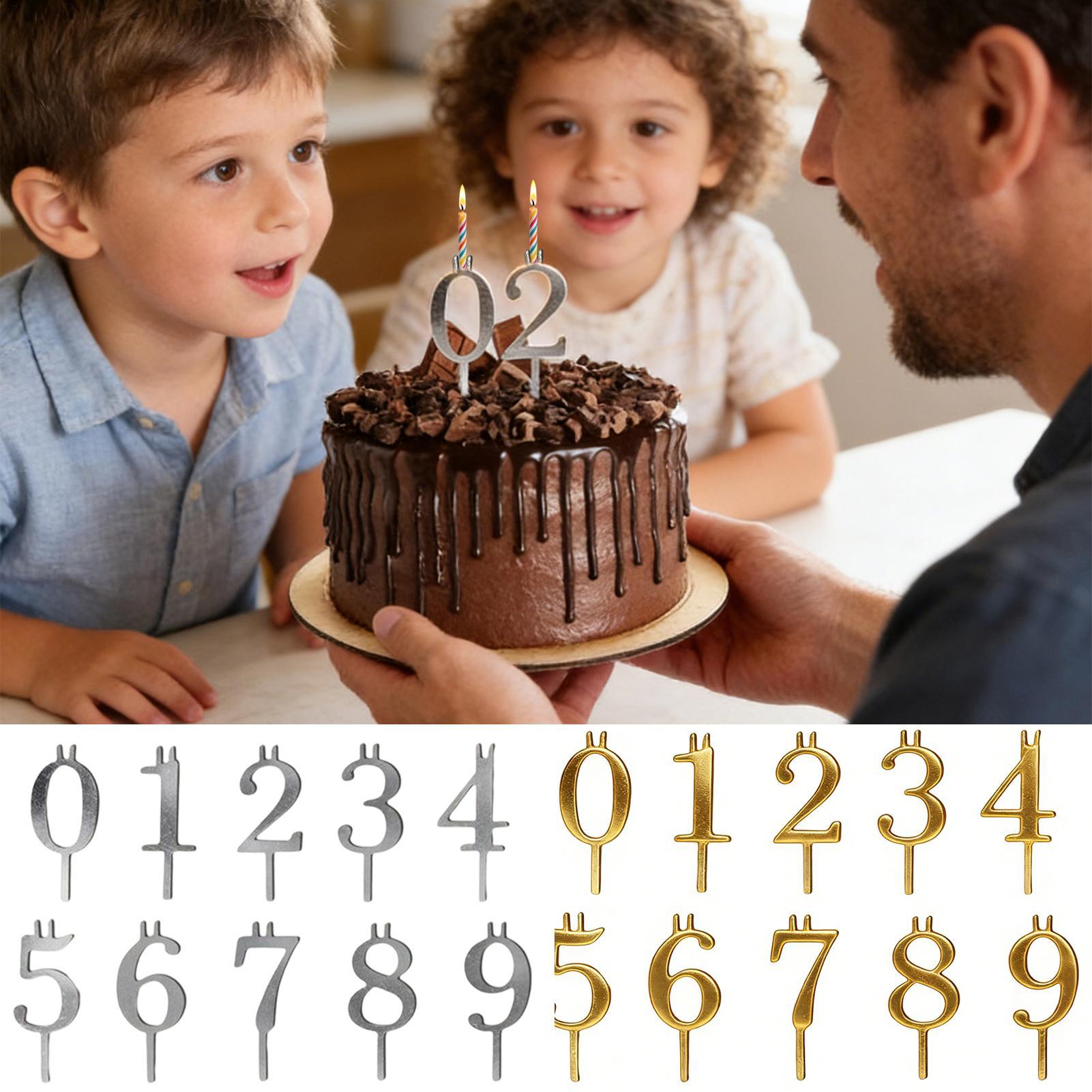 Candle Making Tools - 10pcs 0-9 Number Cake Toppers Metal