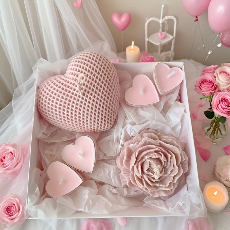 2pcs Peony Flower Woven Heart  - Candle Making Bath recension och pris