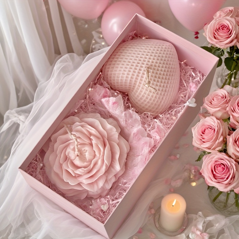 2pcs Peony Flower Woven Heart  - Candle Making Bath recension och pris
