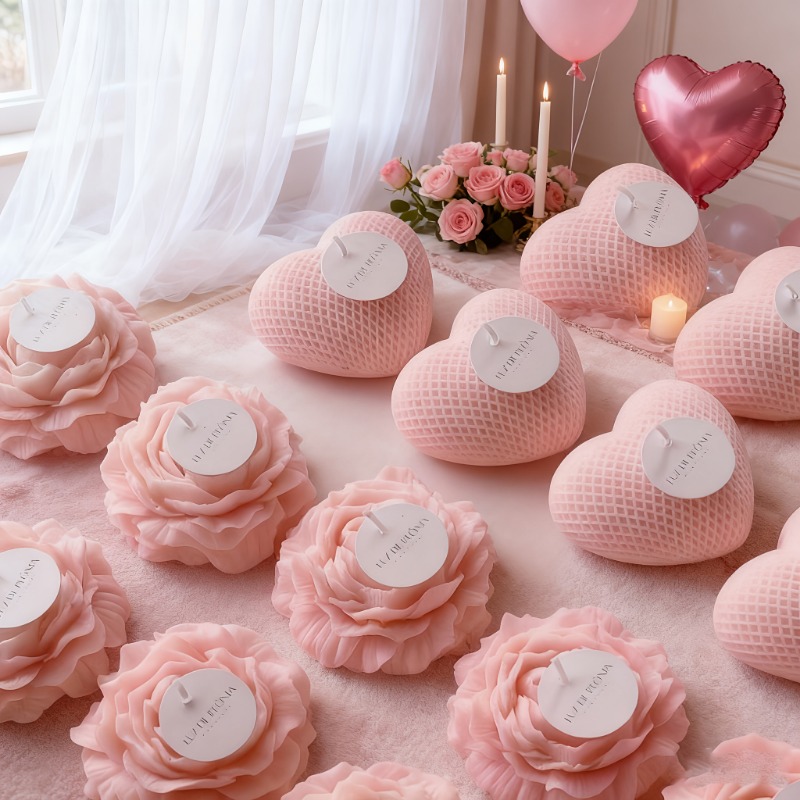 2pcs Peony Flower Woven Heart  - Candle Making Bath recension och pris