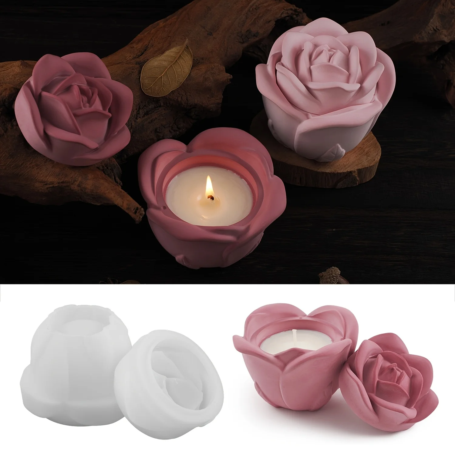 2-Piece Set Rose Shaped Silico - Candle Mold Silicone recension och pris