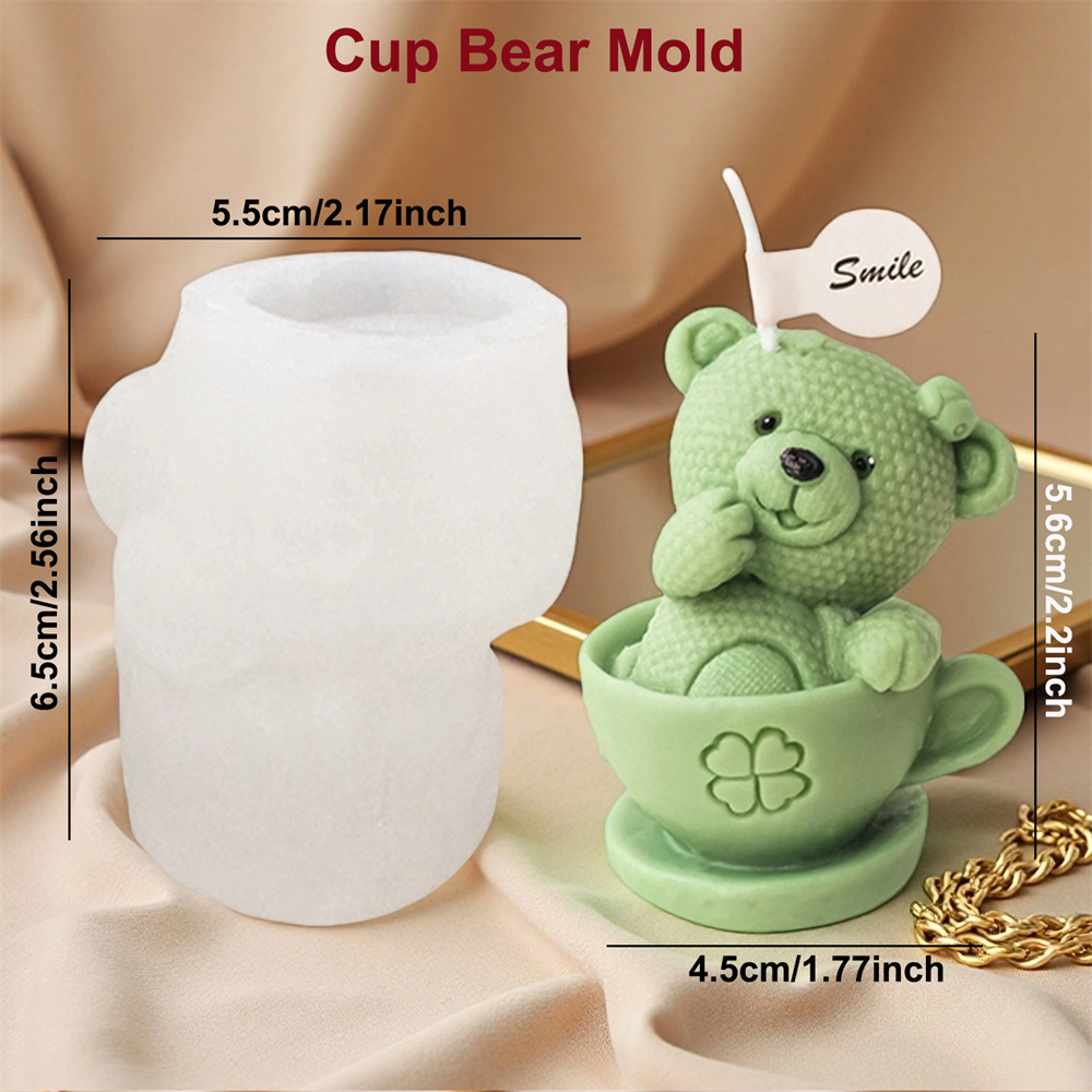 Teddy Bear in Cup Silicone Mol - Candle Making Gel Wax recension och pris