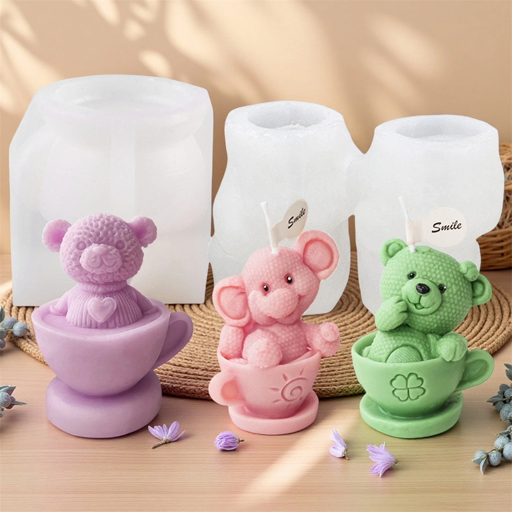 Teddy Bear in Cup Silicone Mol - Candle Making Gel Wax recension och pris